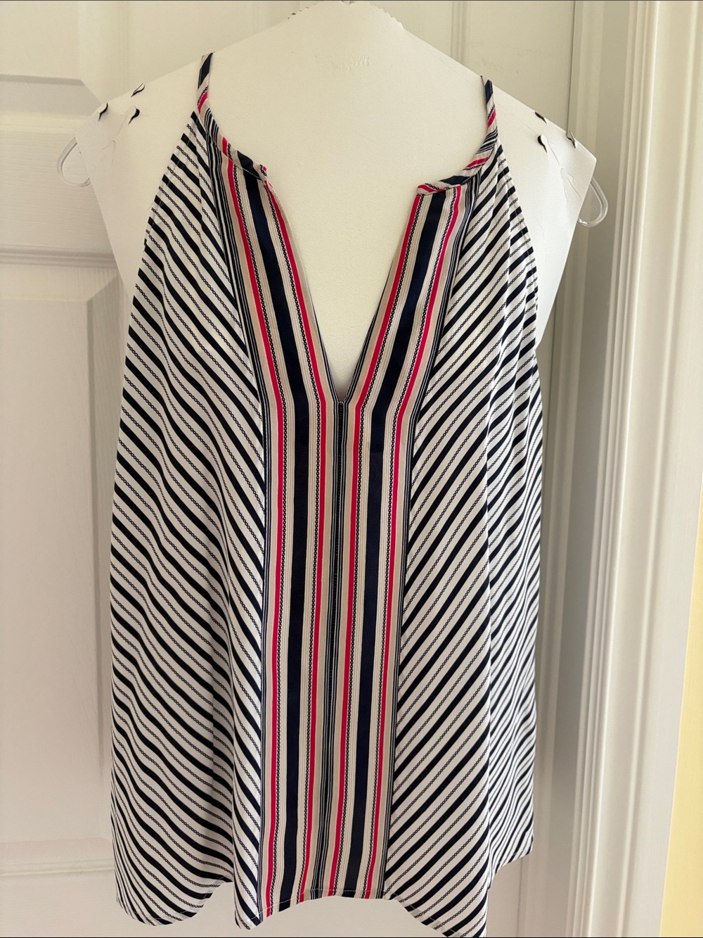 Joie Striped Halter Camisole in White, Navy & Pink